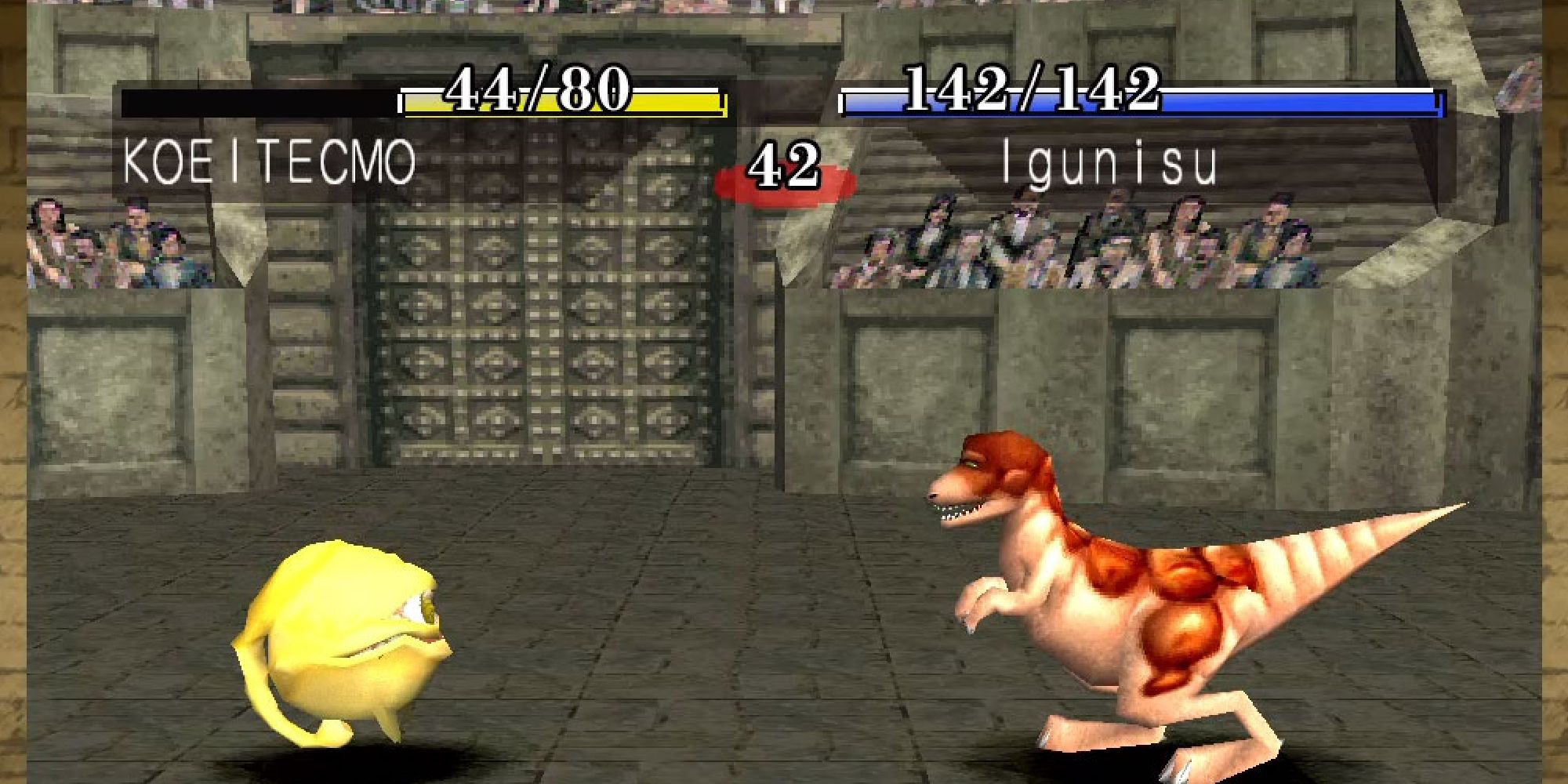 Two monsters in battle in Monster Rancher for PS1