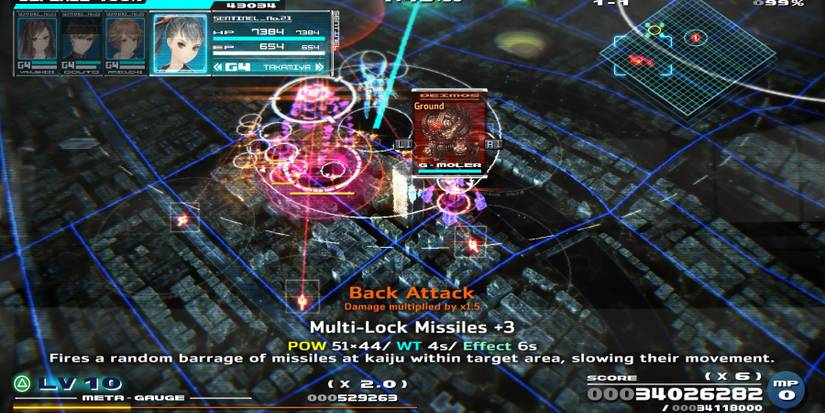 Multi Lock Missiles targeting a group of kaiju