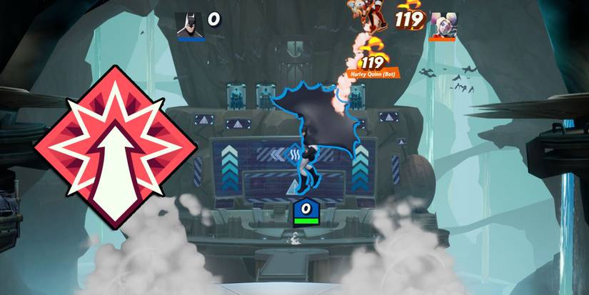Multiversus - Batman Up Aerial With Up Up And A-Slay Perk Overlaid On Top