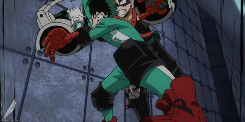 Midoriya and Bakugo fighting in My-Hero-Academia