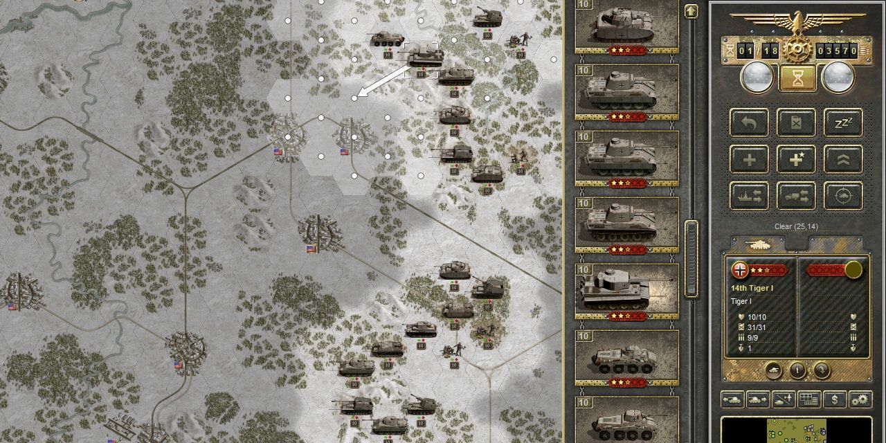 Tanks lined up on the snow in Panzer Corps Gold