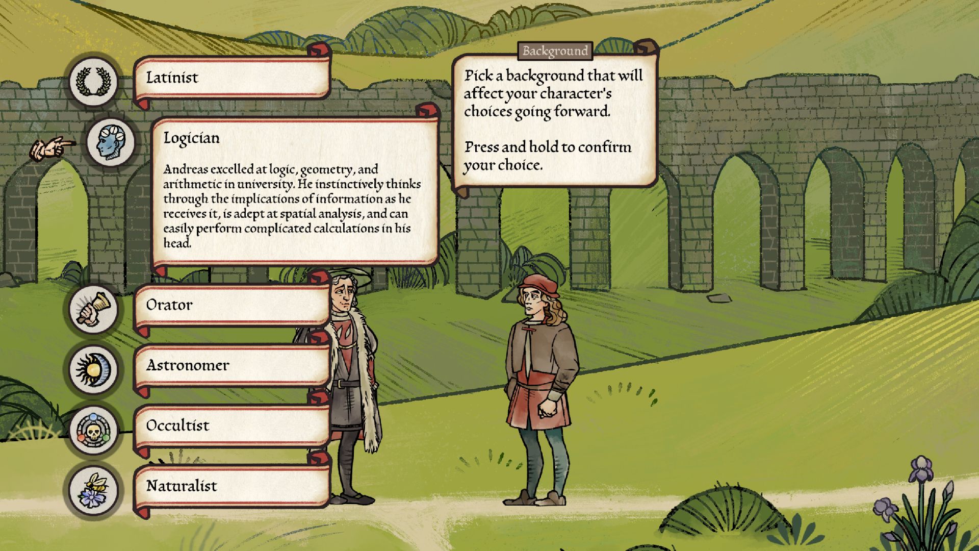 Player's choices for Andreas' favorite subjects will unlock dialogue options and abilities