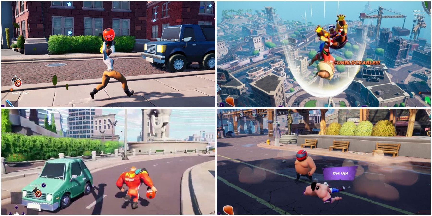 Various gameplay images of Rumbleverse