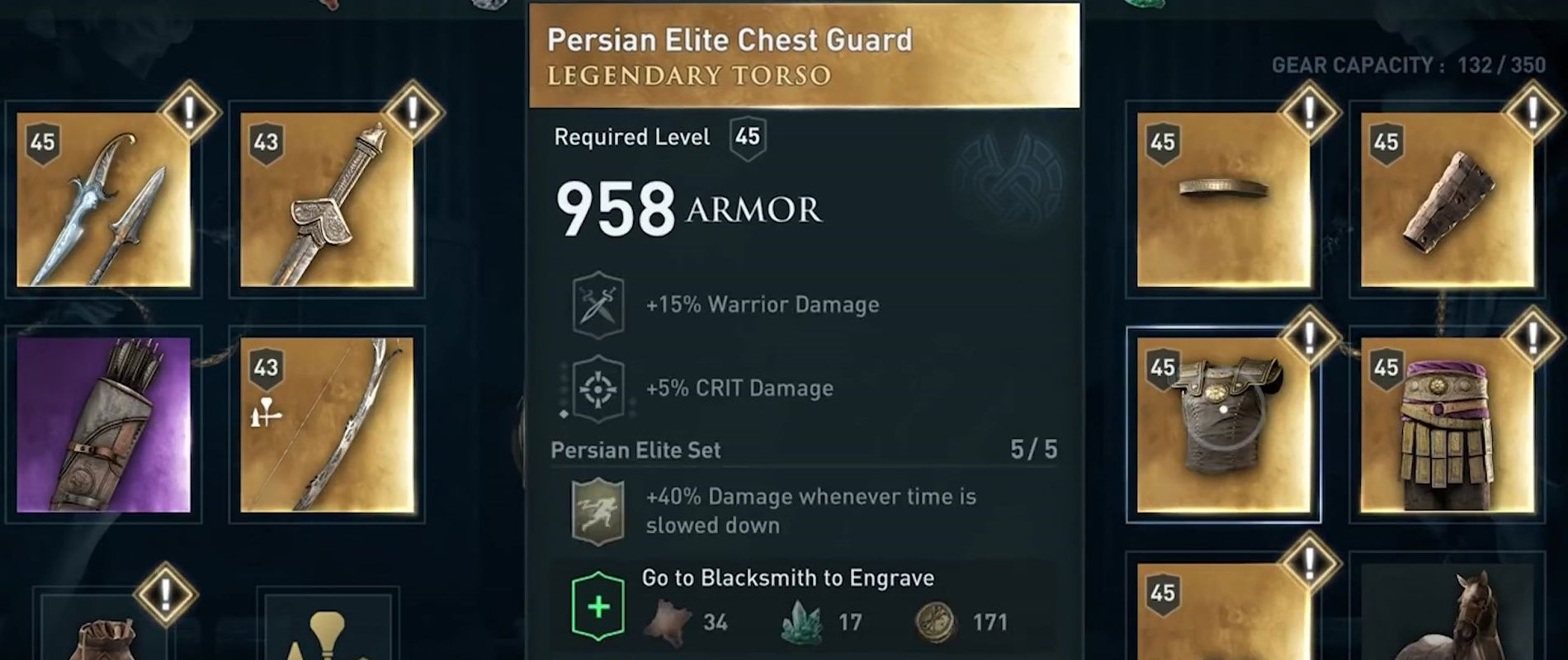 Persian Elite Chest Guard selected in the inventory screen