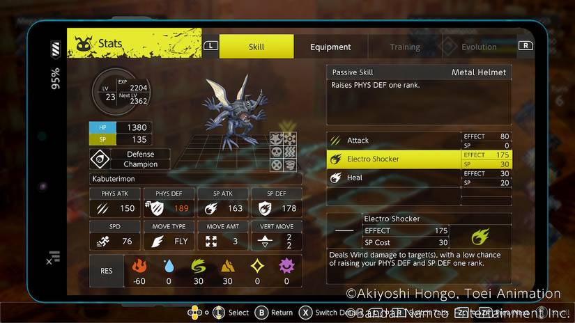 Digimon Survive_Kabuterimon Stat Screen