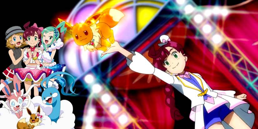 Pokemon Journeys Chloe and Eevee Pokemon Performance with Serena and Sylveon 