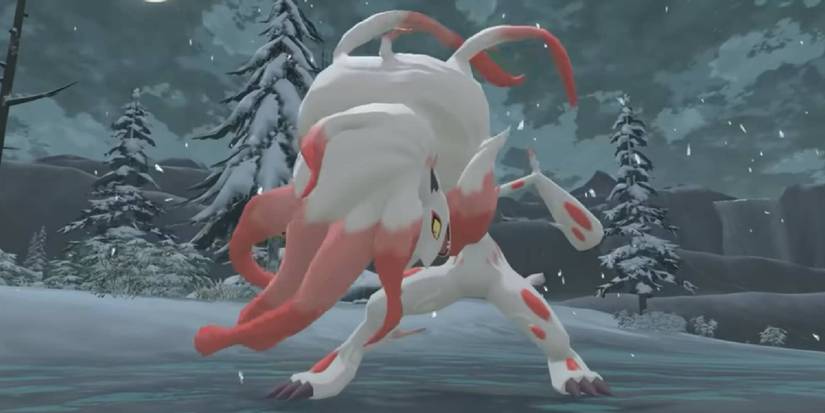 Hisuian Zoroark in a tundra in Pokemon Legends Arceus