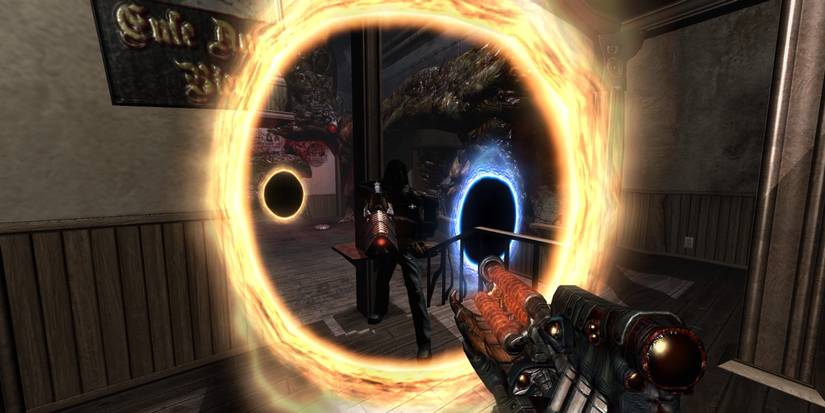 Tommy looking at a Portal that opens to a view of himself adjacent to two portals. Source: gnd-tech.com