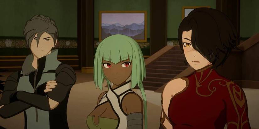 Mercury, Emerald and CInder from RWBY standing together