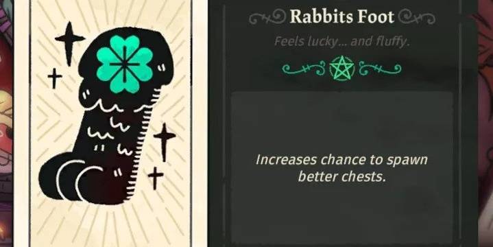 Rabbit's Foot tarot card from Cult of The Lamb, it shows a rabbits foot with a blue flower on it
