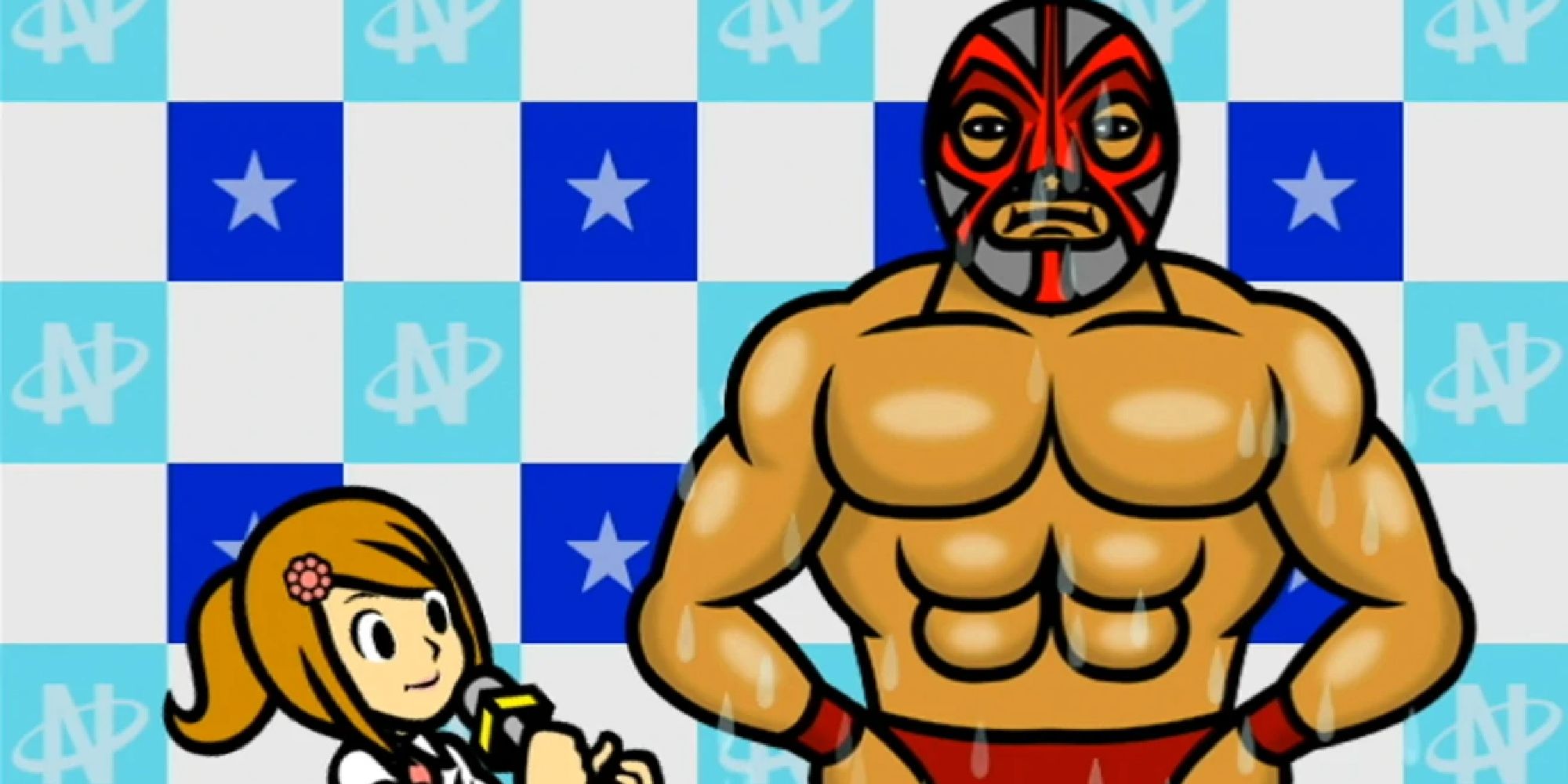 The Reporter and Wrestler in a Rhythm Heaven minigame