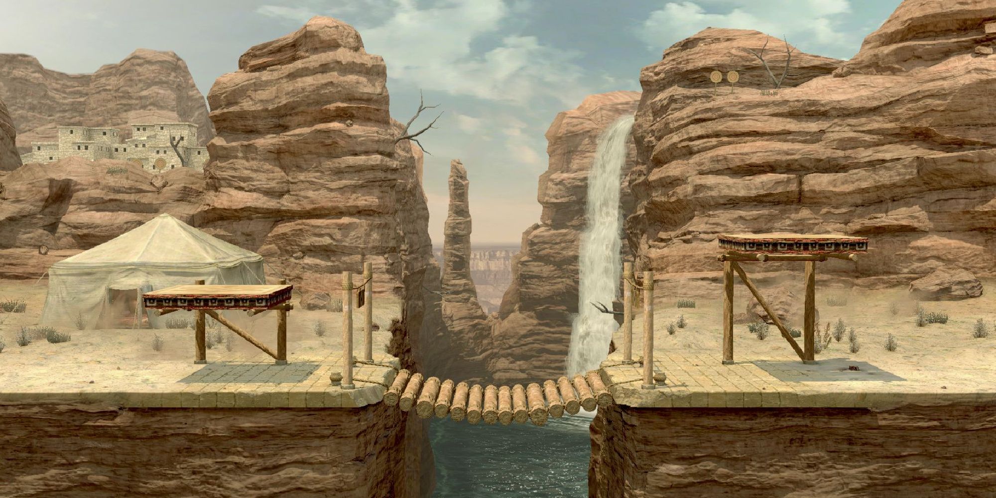 The Gerudo Valley stage in Super Smash Bros Ultimate