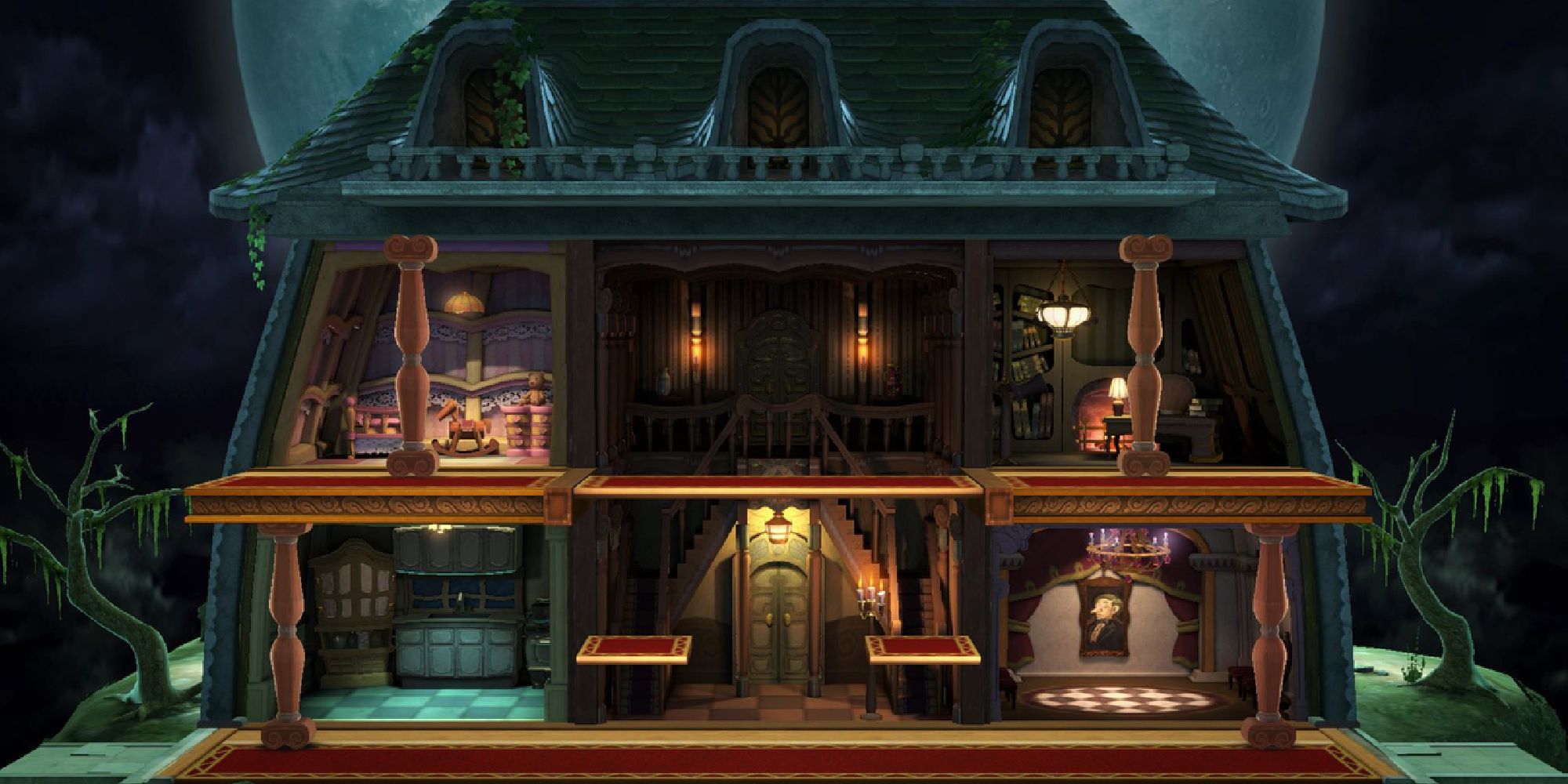 The Luigi's Mansion stage in Super Smash Bros Ultimate