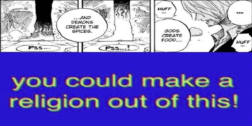 Split image of Sanji from One Piece and Bill Wurtz's History of the World, I Guess