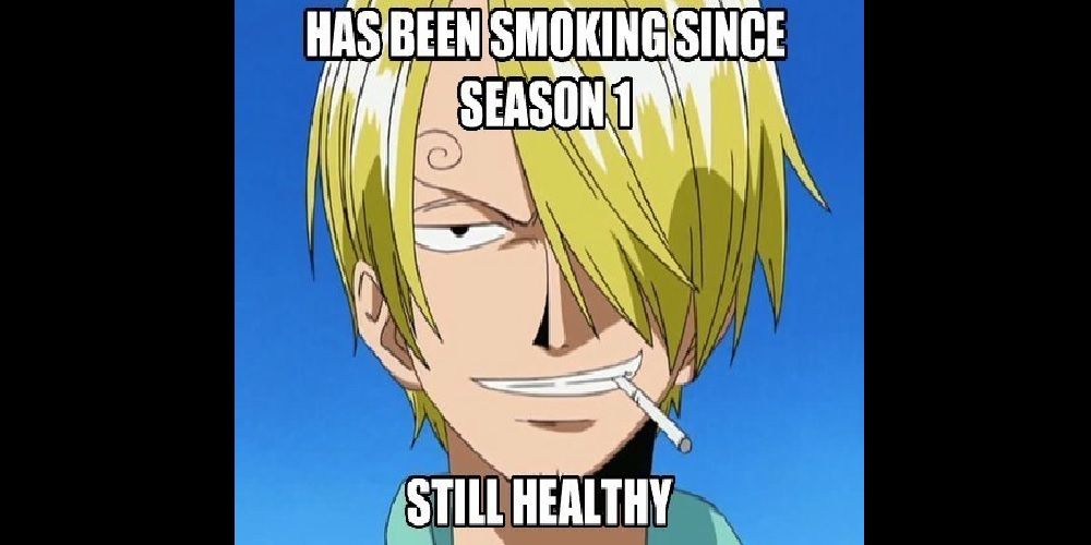 Meme image featuring Sanji from One Piece with his cigarette