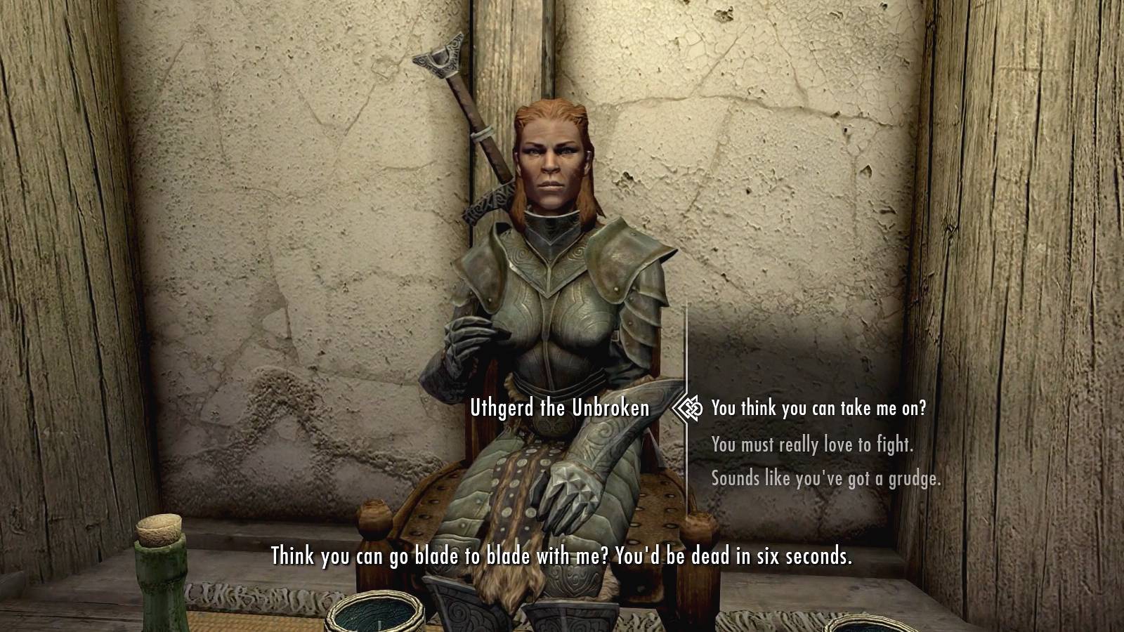 Skyrim Uthgerd the Unbroken Bannered Mare dialogue whiterun