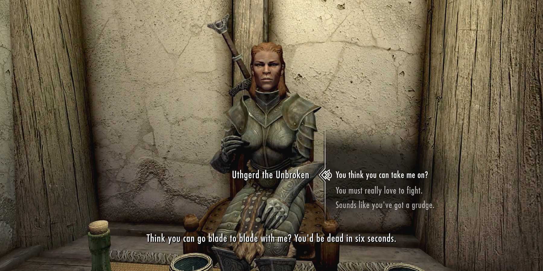 Skyrim Uthgerd the Unbroken Bannered Mare dialogue whiterun