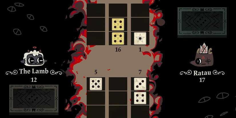 A Knucklebones game in Cult of The Lamb