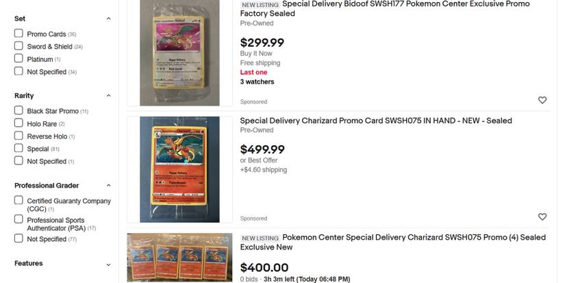 Special Delivery Charizard eBay screenshot 1