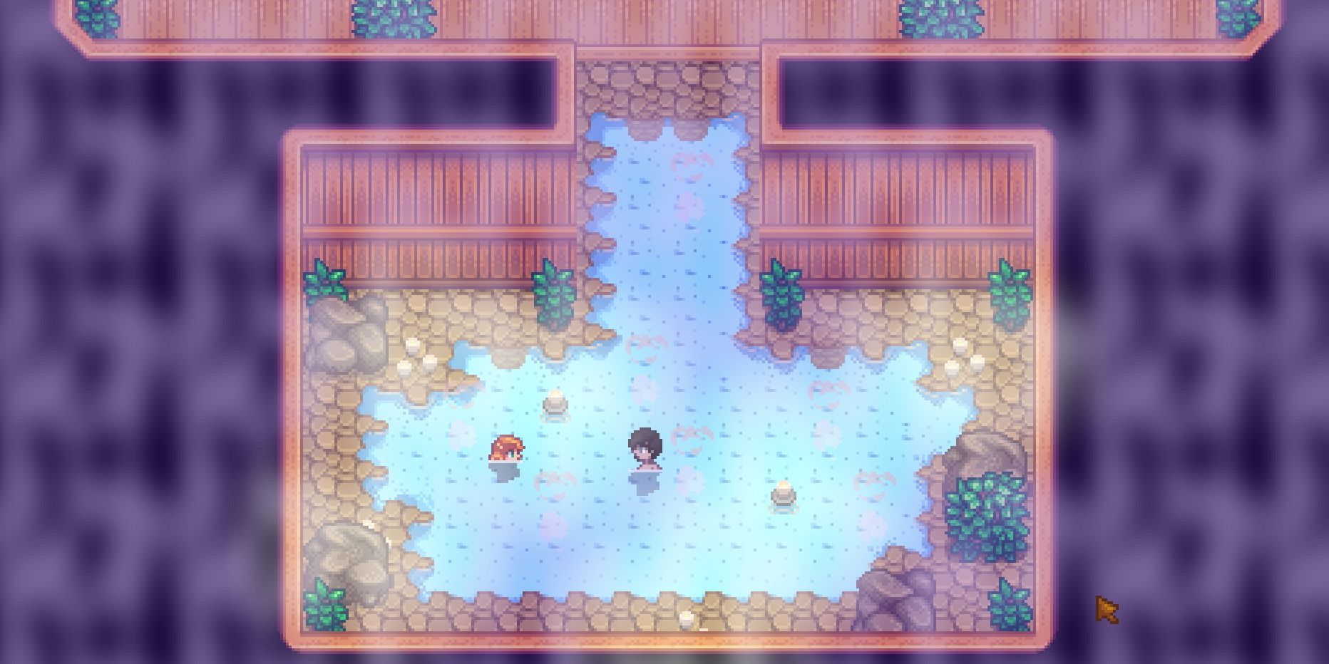 The Bathhouse Hot Spring mod in Stardew Valley