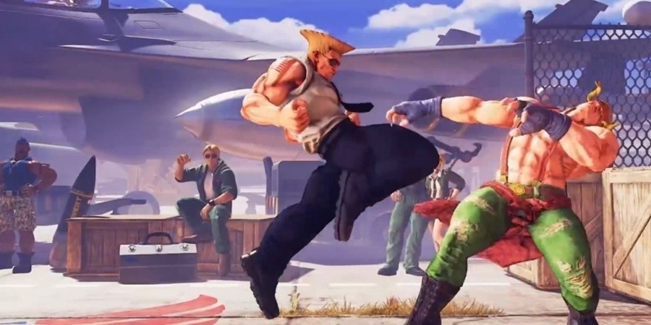 Guile attacking with an upper kick in Street Fighter 5