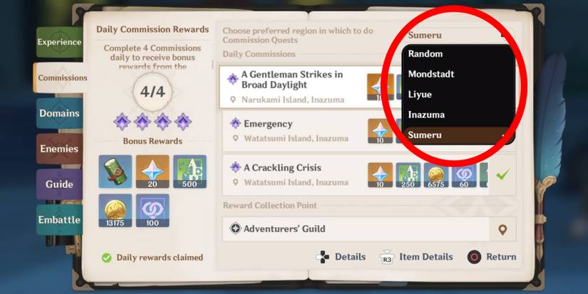 Sumeru Daily Commissions Select