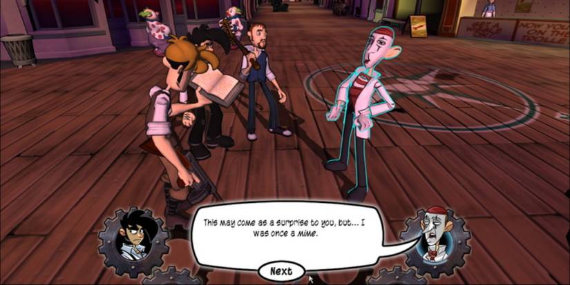 Talking to an NPC in Penny Arcade Adventures