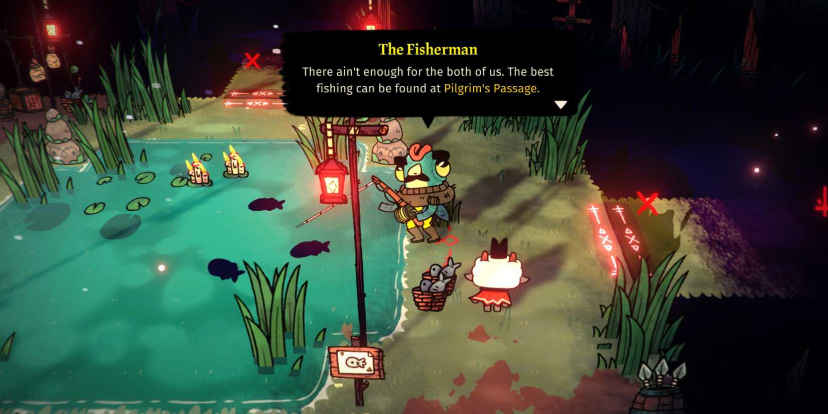 The Fisherman in Darkwood Cult of the Lamb