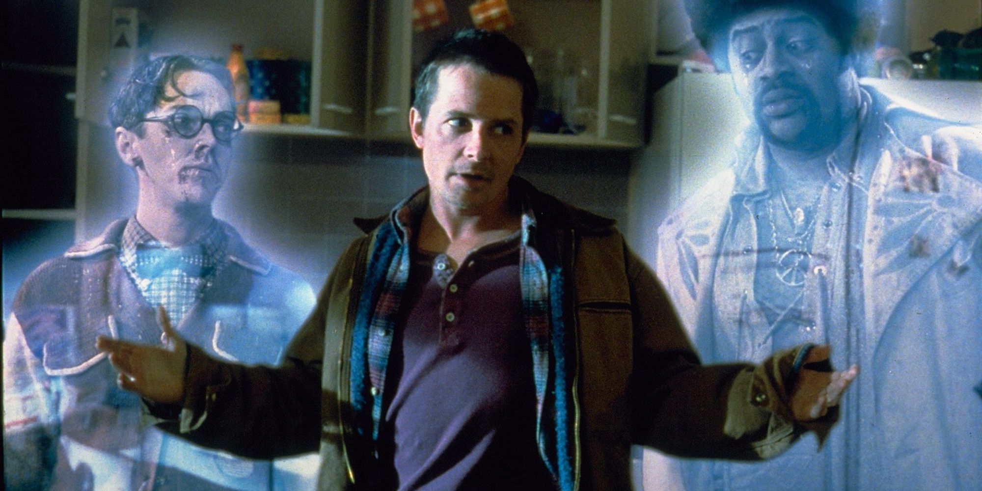 Frank surrounded by ghosts in The Frighteners