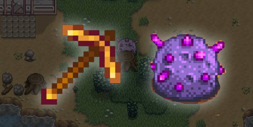 The Gold Pickaxe breaks a meteor