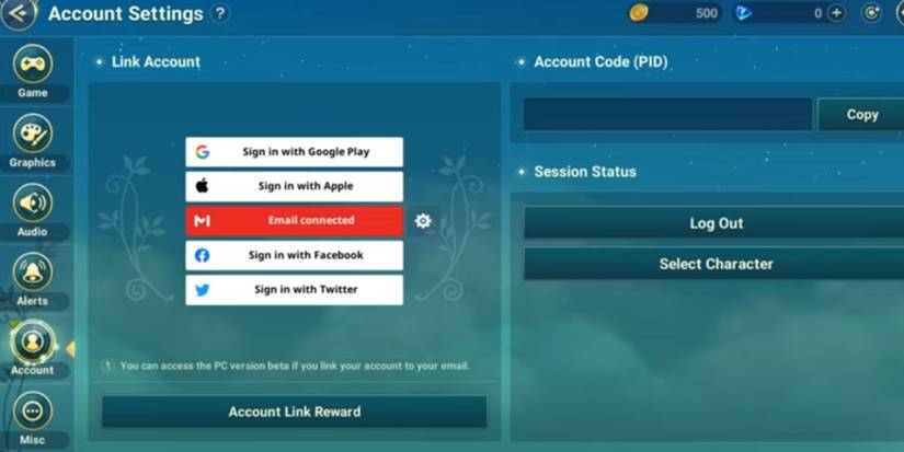 The Netmarble Sign Up Screen in Cross Worlds