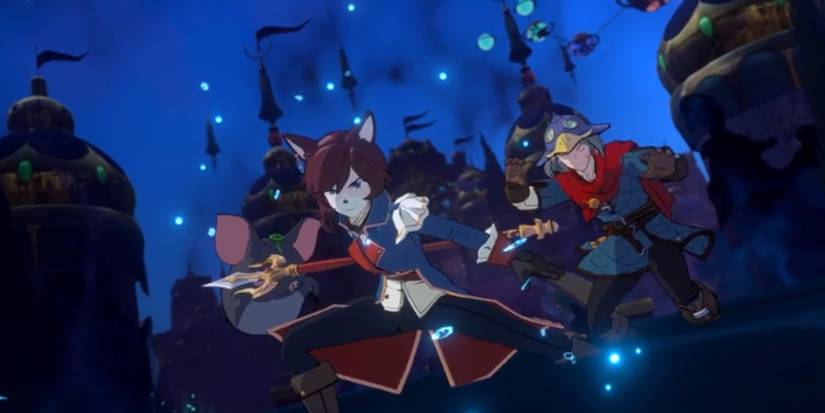 The player and his companions ready for combat