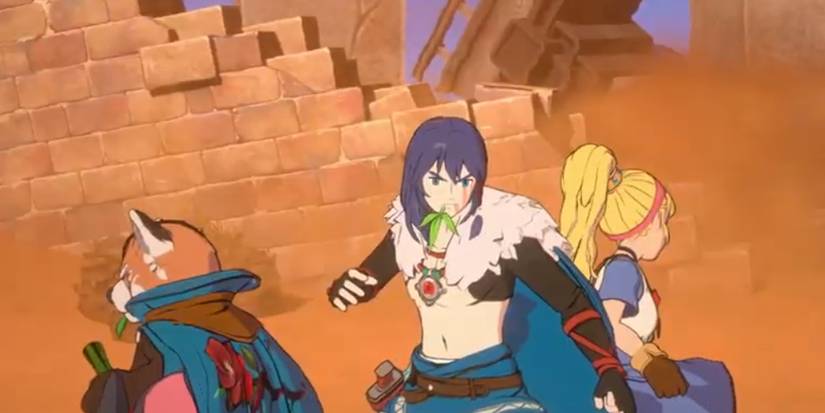 The player in Cross Worlds prepares to fight