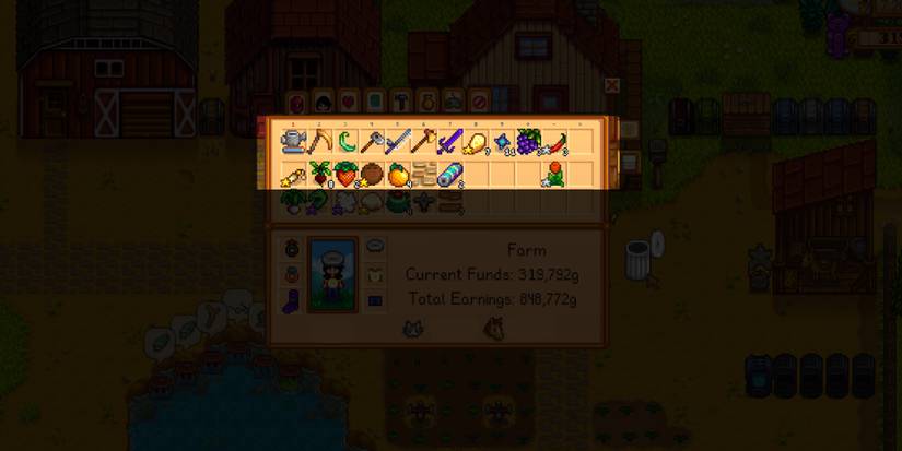 The top bars of the Inventory