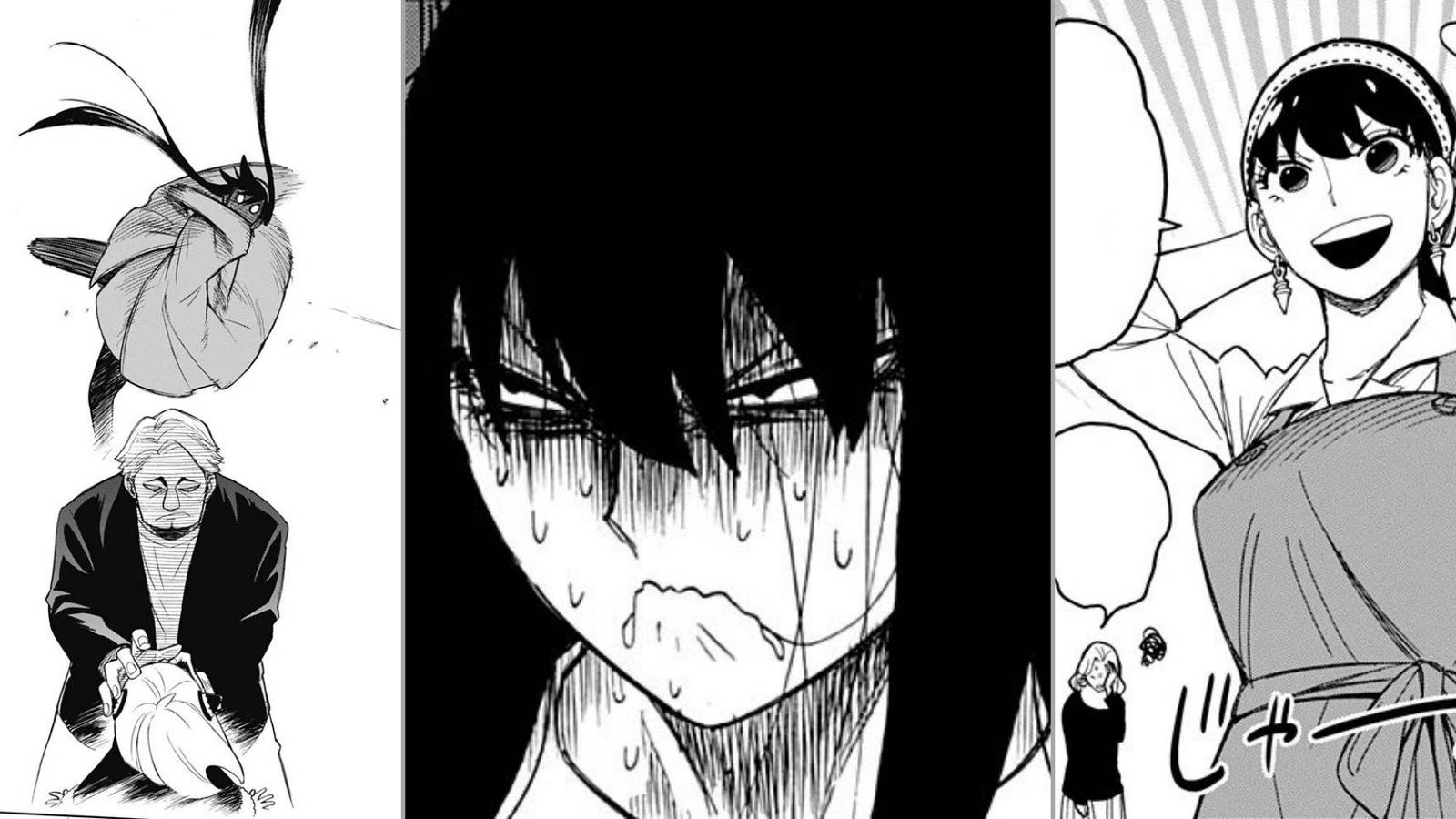 3 separate Spy x Family panels of Yor Forger