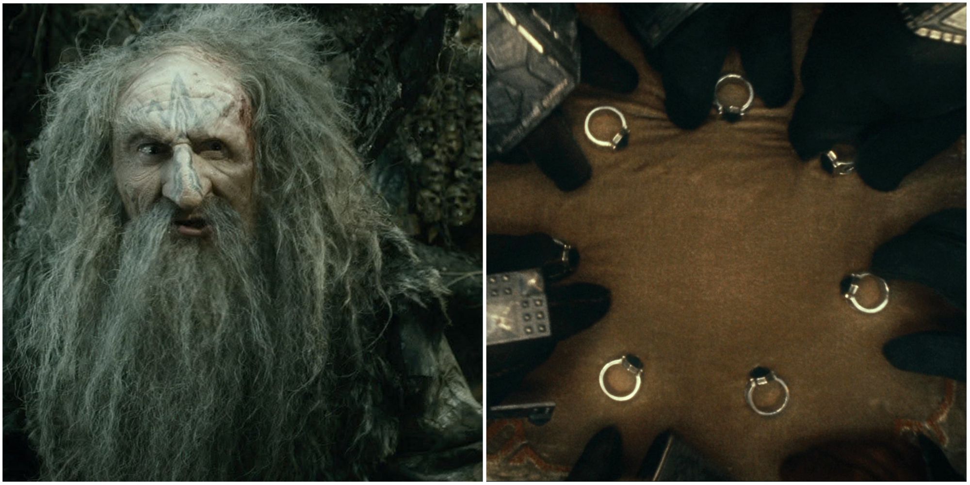 Thrain in The Hobbit: The Battle of the Five Armies and the Rings in The Lord of the Rings: Fellowship of the Ring