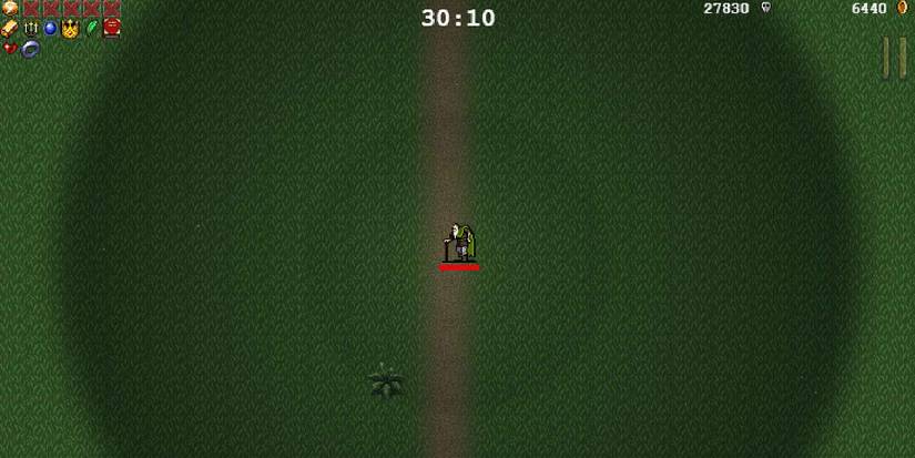 Poe with limit broken Garlic in Vampire Survivors