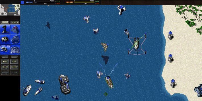 combat taking place on the water in Total Annihilation