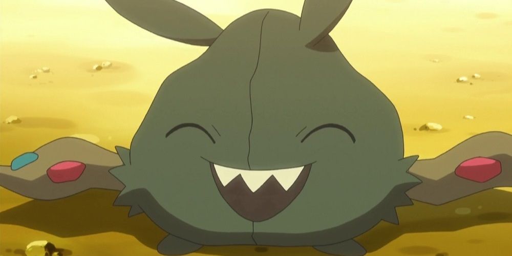 A happy Trubbish as it appears in the Pokemon Black and White anime