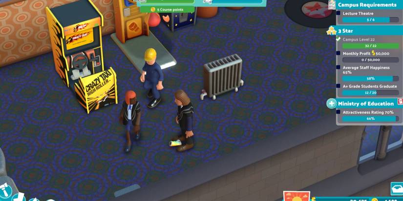 Two Point Campus Janitor Watching A Student Litter In Front Of Him