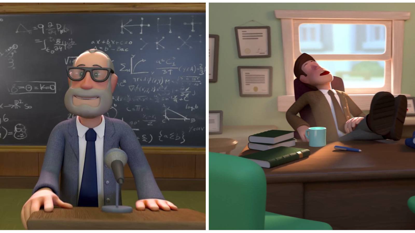 (Left) Teacher teaching (Right) Teacher sleeping