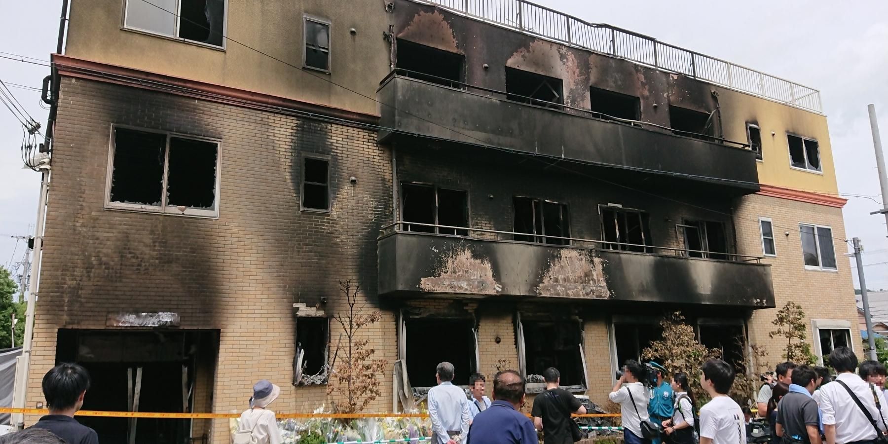this is kyoto animation's building scorched after the fire