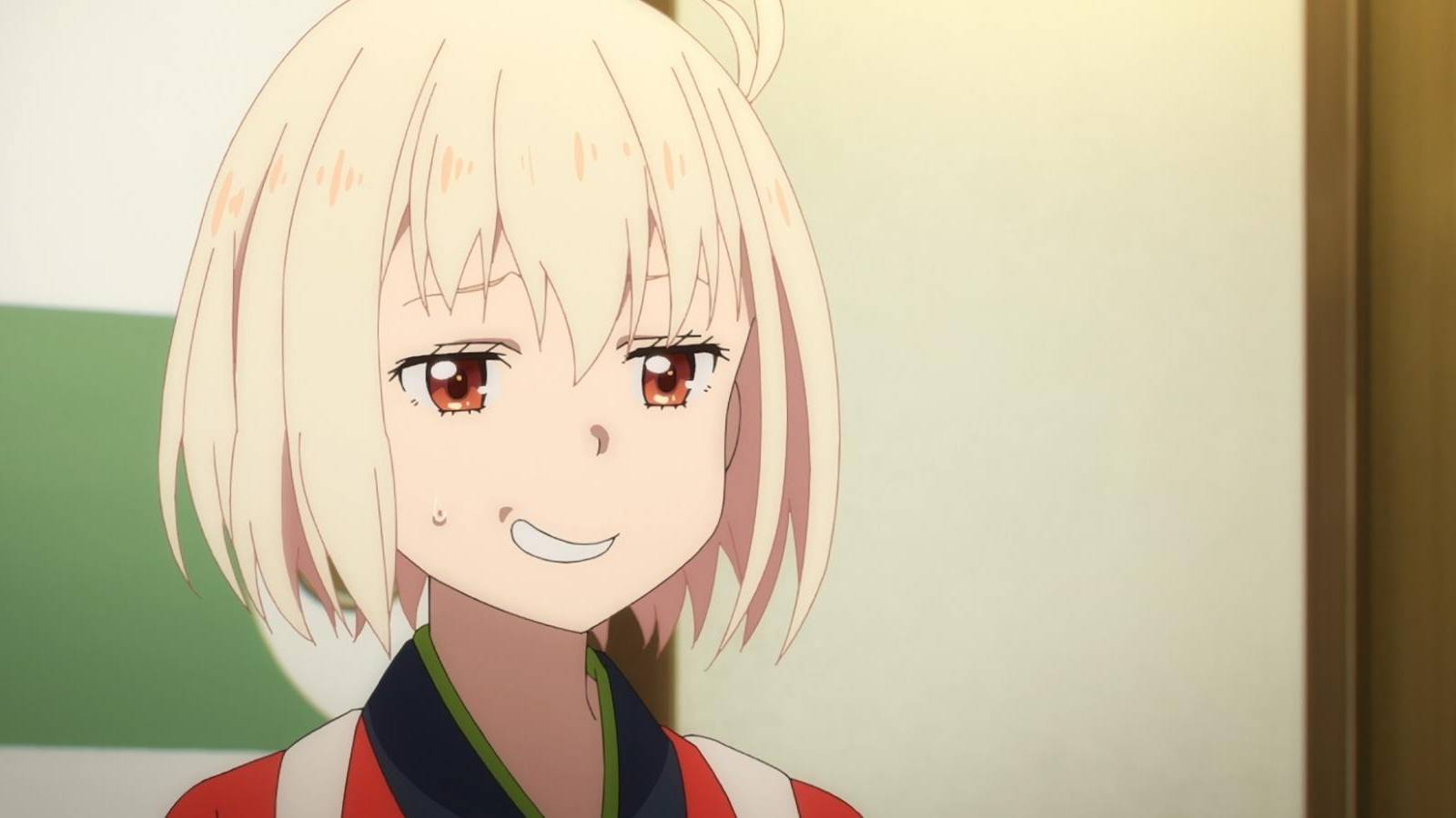 chisato looking nervous, lycoris recoil