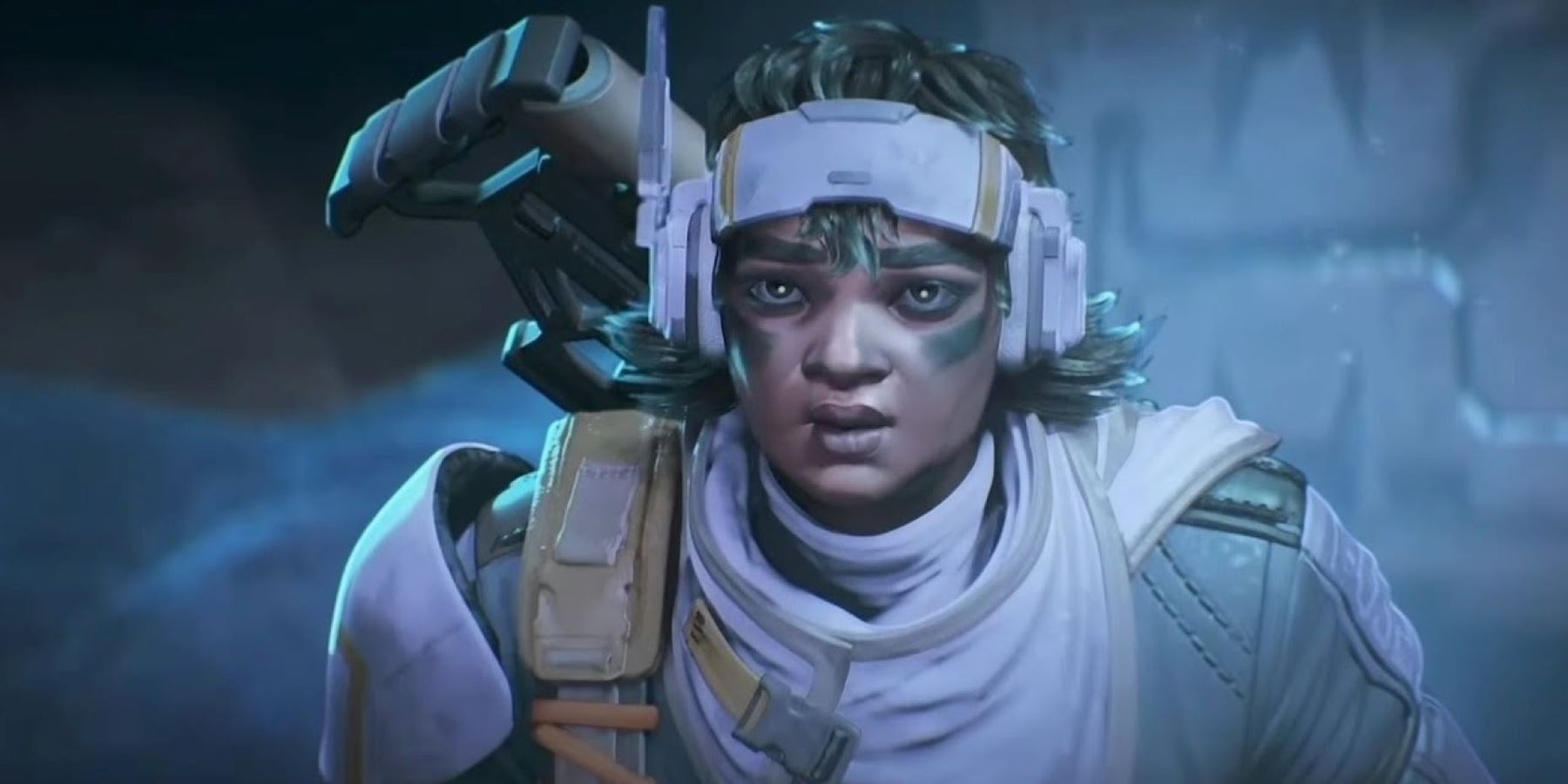 Close up of Vantage in an Apex Legends cinematic