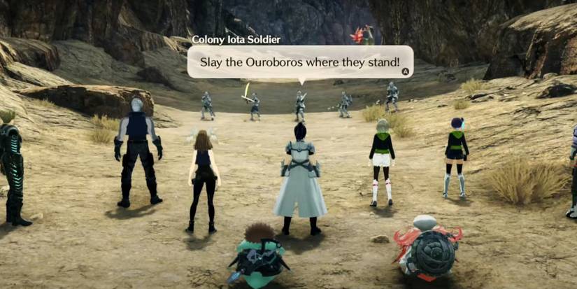 Xenoblade 3 Battle with soldiers at the Dies Arch Location
