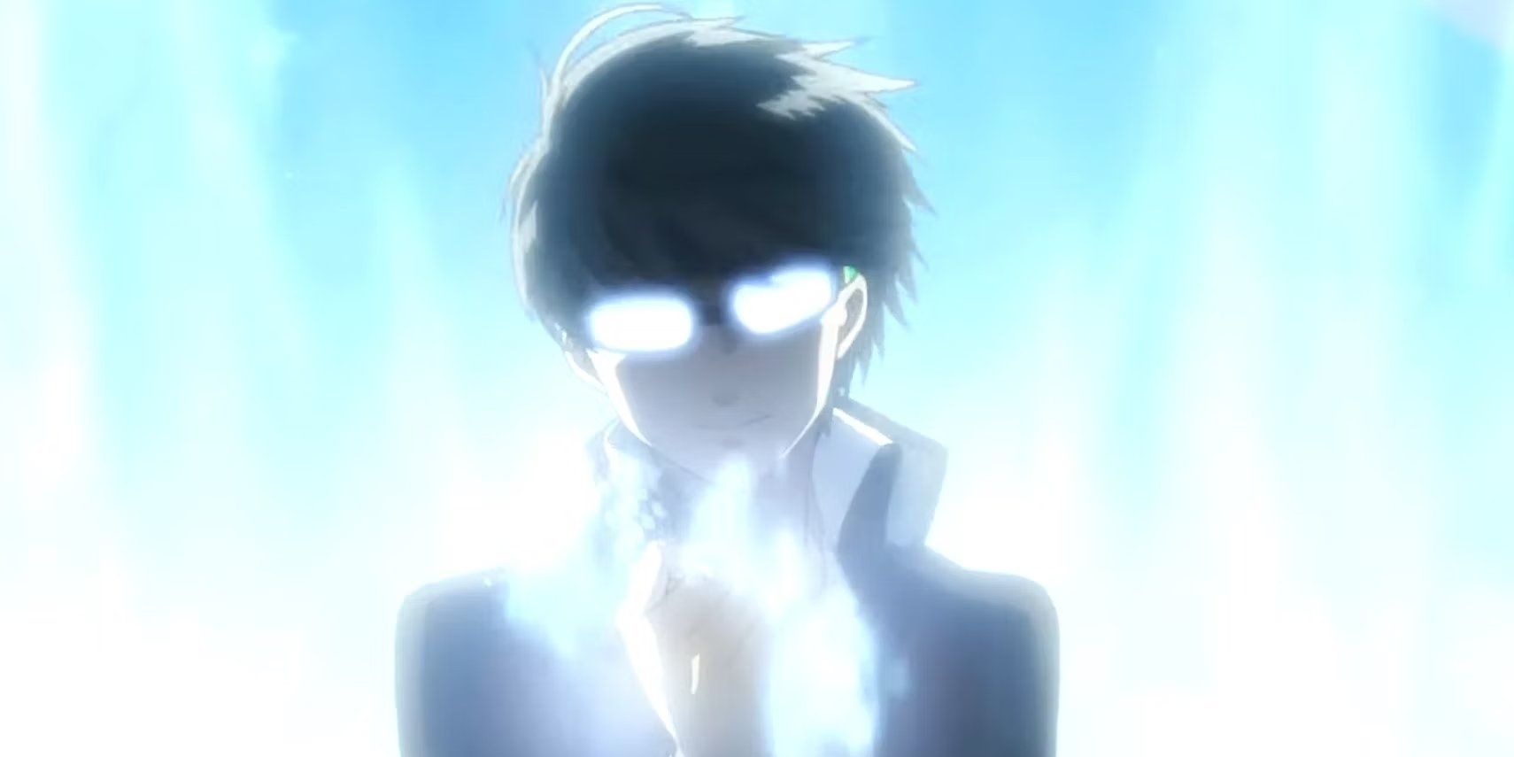 Yu Narukami from the Persona 4 Golden game, he is surrounded by light