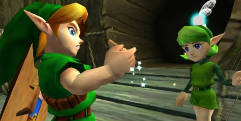 Saria gifting Link her Ocarina in Ocarina of Time