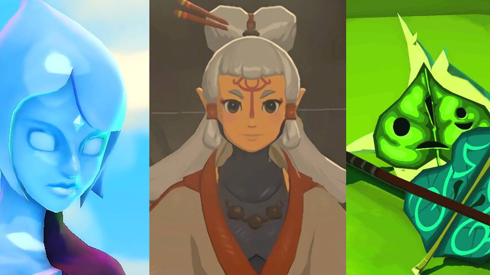 Fi in Skyward Sword HD; Paya in Breath of the Wild; Makar playing violin in Wind Waker HD