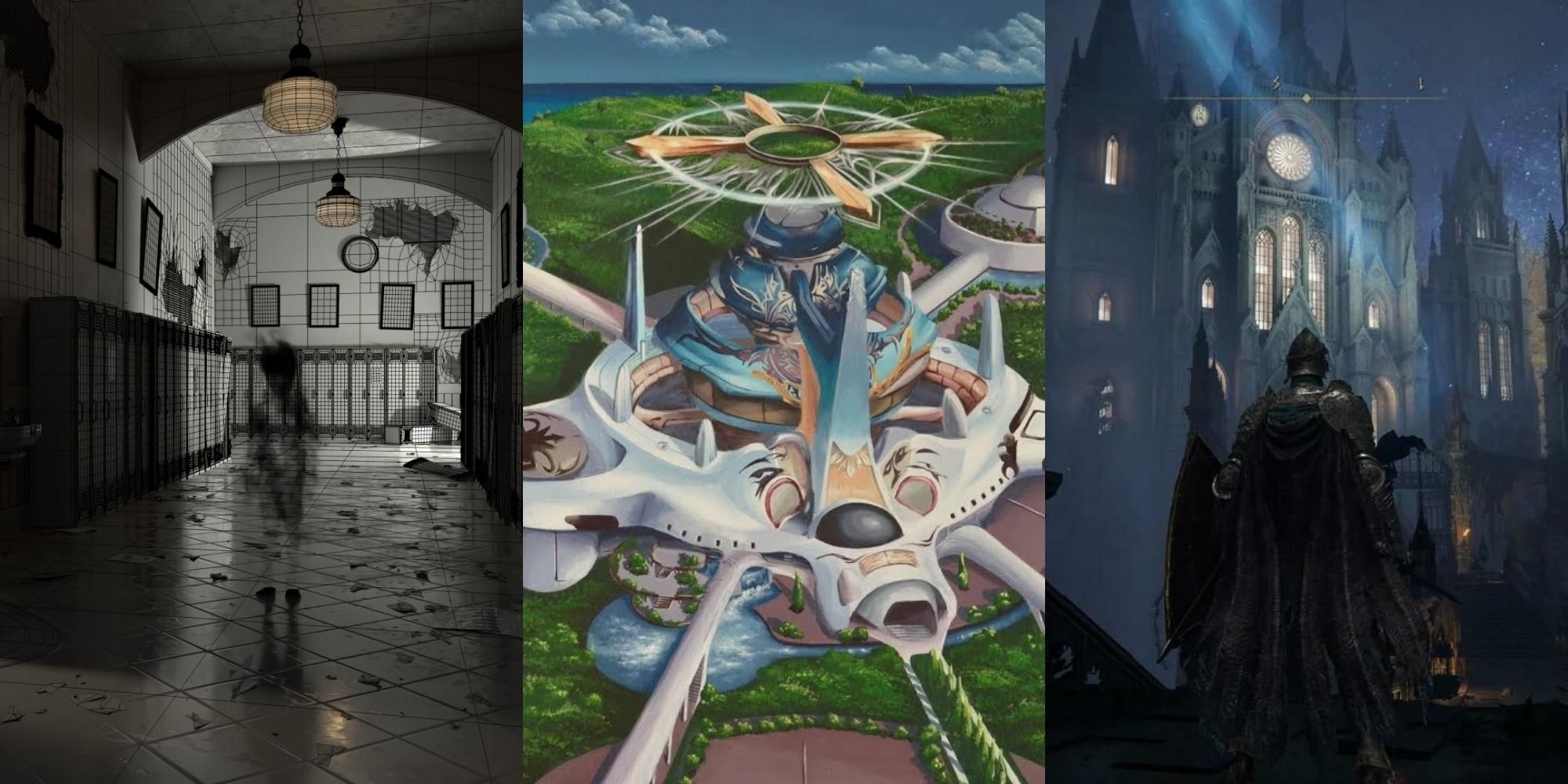 Midwich Elementary School in Silent Hill, Balamb Garden in Final Fantasy VIII, Academy of Raya Lucaria in Elden Ring