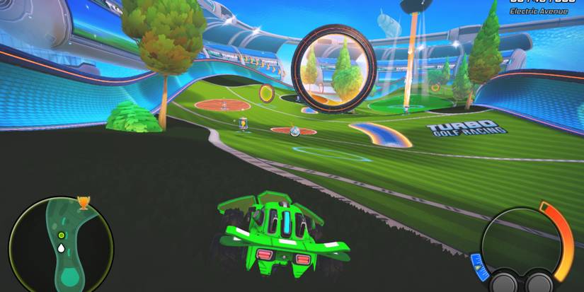 approaching a warp ring in turbo golf racing